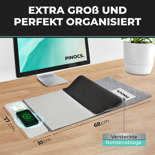 Grey Power Desk Mat | Schreibtischunterlage mit Ladefunktion