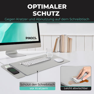 Grey Power Desk Mat | Schreibtischunterlage mit Ladefunktion